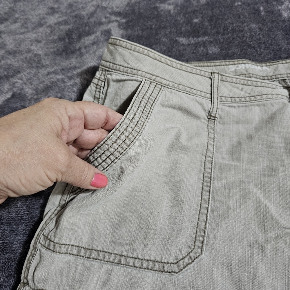 Sonoma Cargo Capri Cropped Pants Light Gray Cotton Lightweight Womens Size 16 - Picture 9 of 13